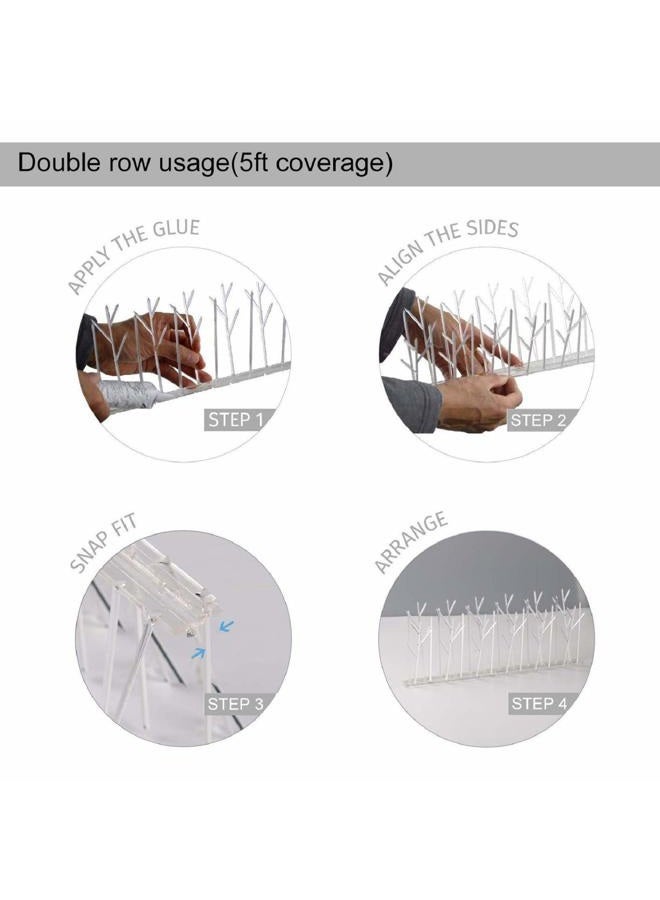 Aspectek Stainless Steel Pre-Assembled Bird Spikes 10 Feet (3 Meters), Bird Deterrent Kit with Transparent Silicone Glue - Image 4